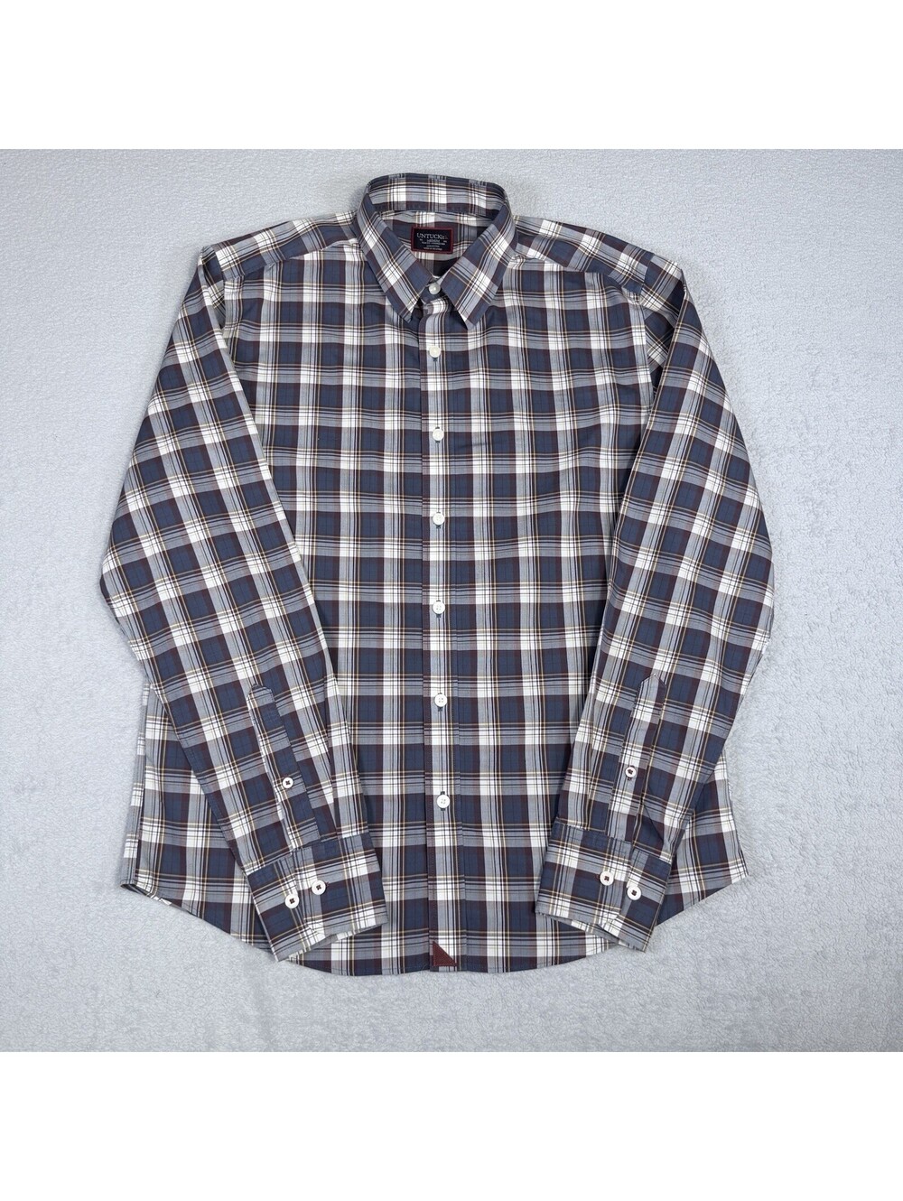 UNTUCKit Shirt Mens M Maroon Plaid Wrinkle Free Barossa Regular Fit Button Down
